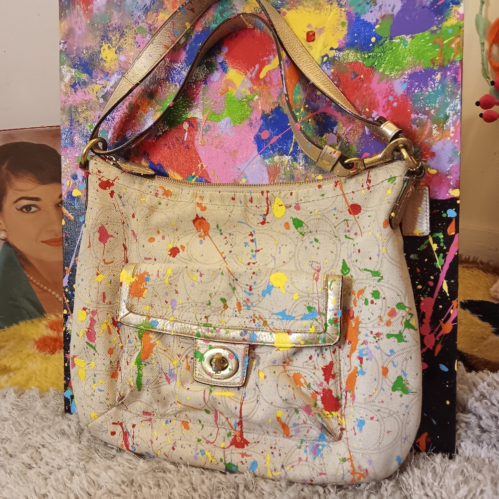 Coach Paint Splatter Graffiti Hobo Bag